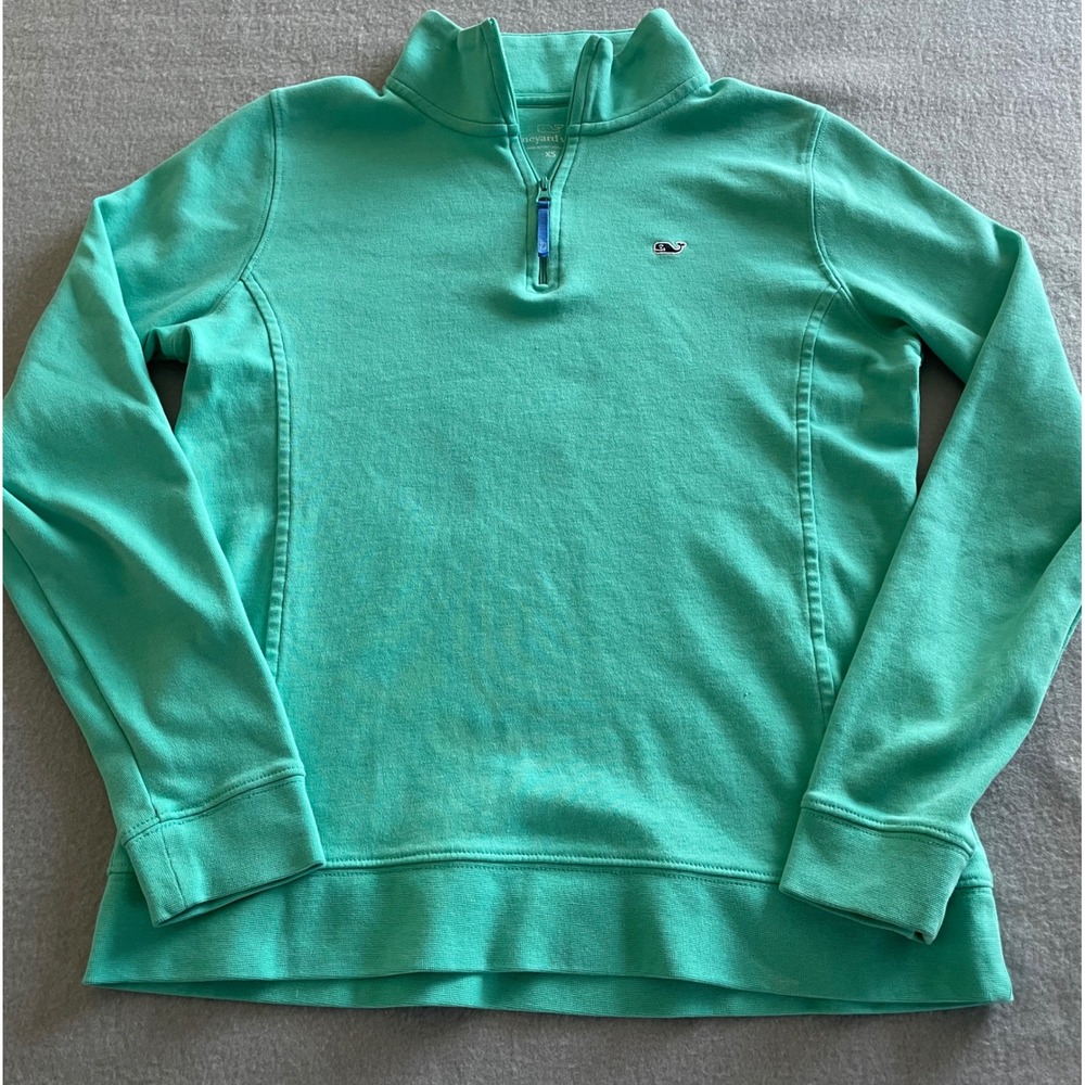 Vineyard Vines Womens Shep Shirt Quarter Zip Pullover Mint Green Cotton XS *READ